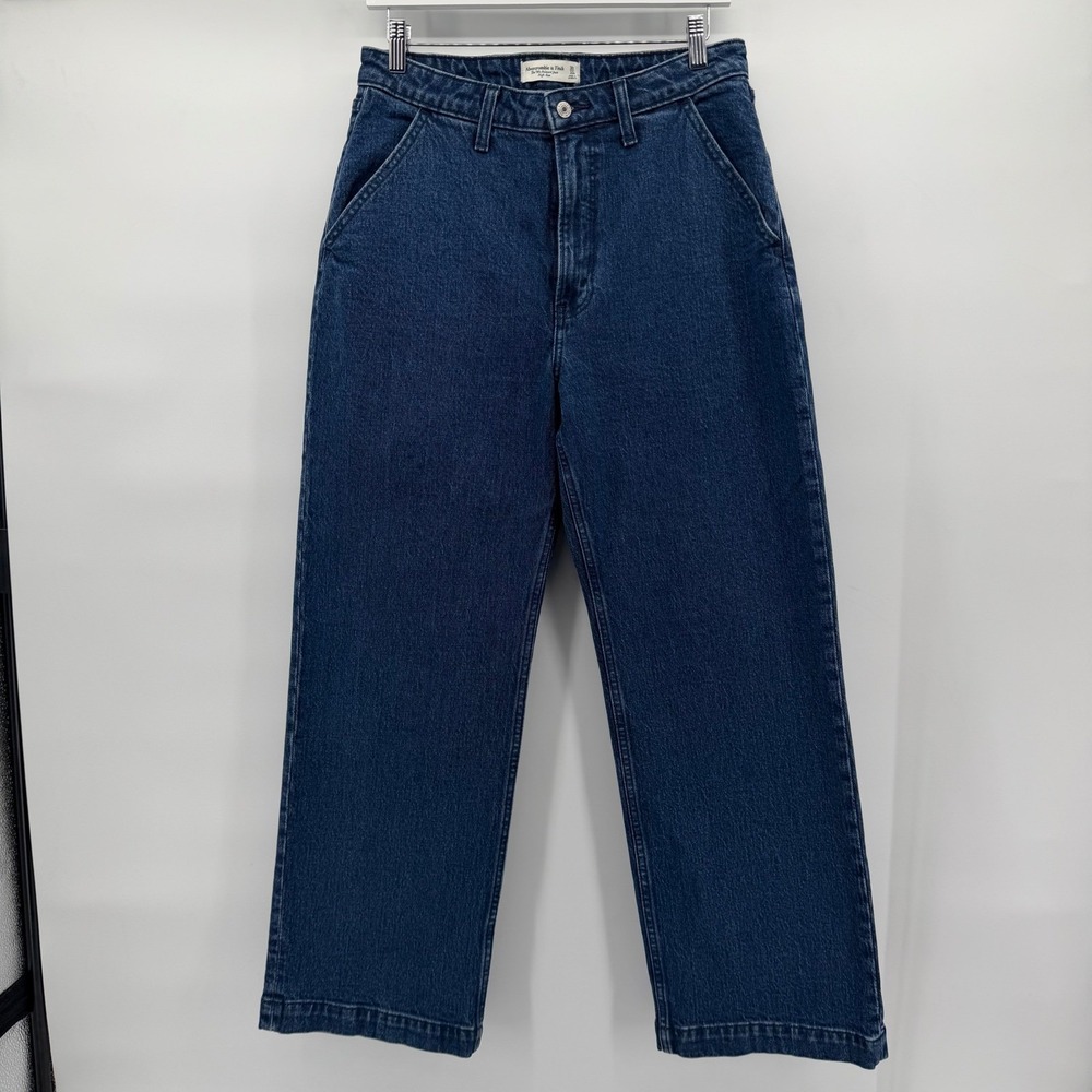 Abercrombie & Fitch 90s Relaxed Jean Women 30/10S Dark Blue High Rise Curve Love - Picture 2 of 9